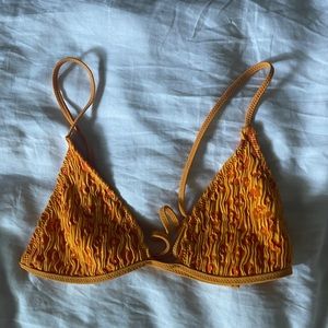 pacsun orange cheetah ribbed bikini top